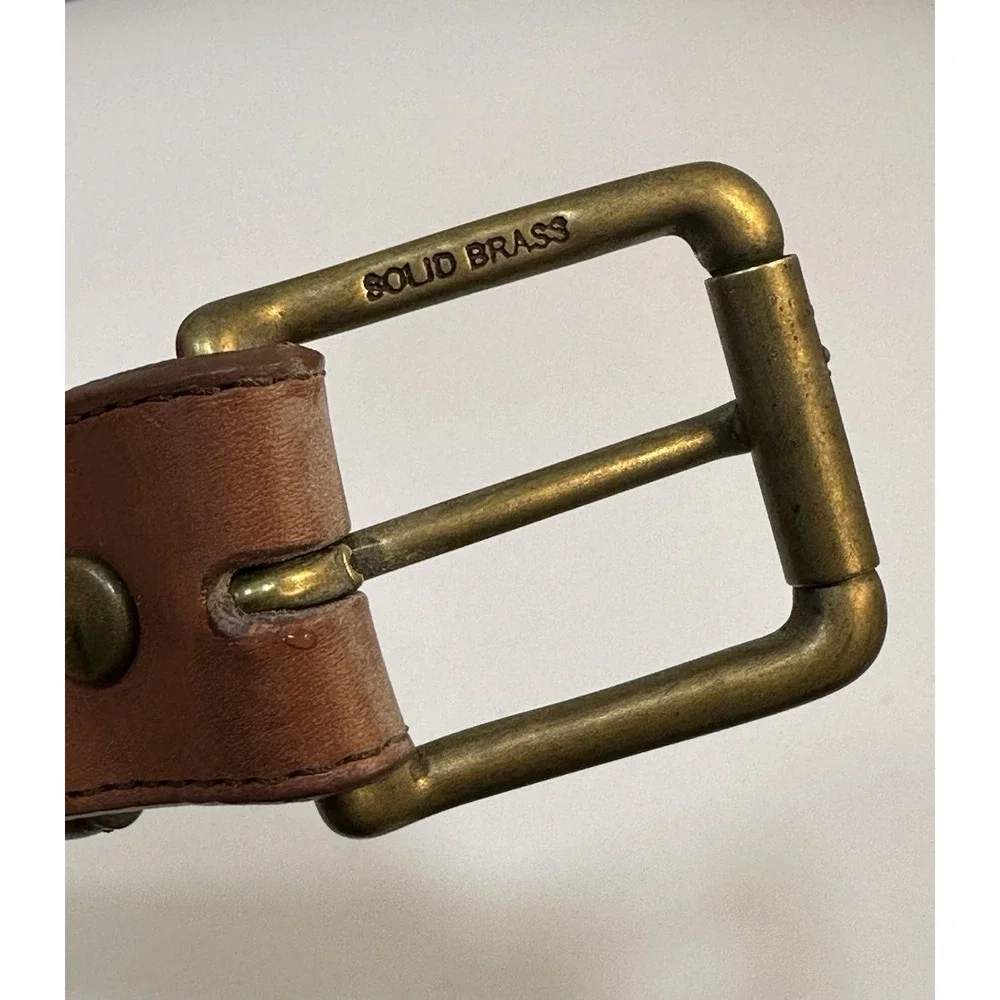 Nocona Mens 44 Brown Genuine Leather Western Cowboy Belt Solid Brass Buckle